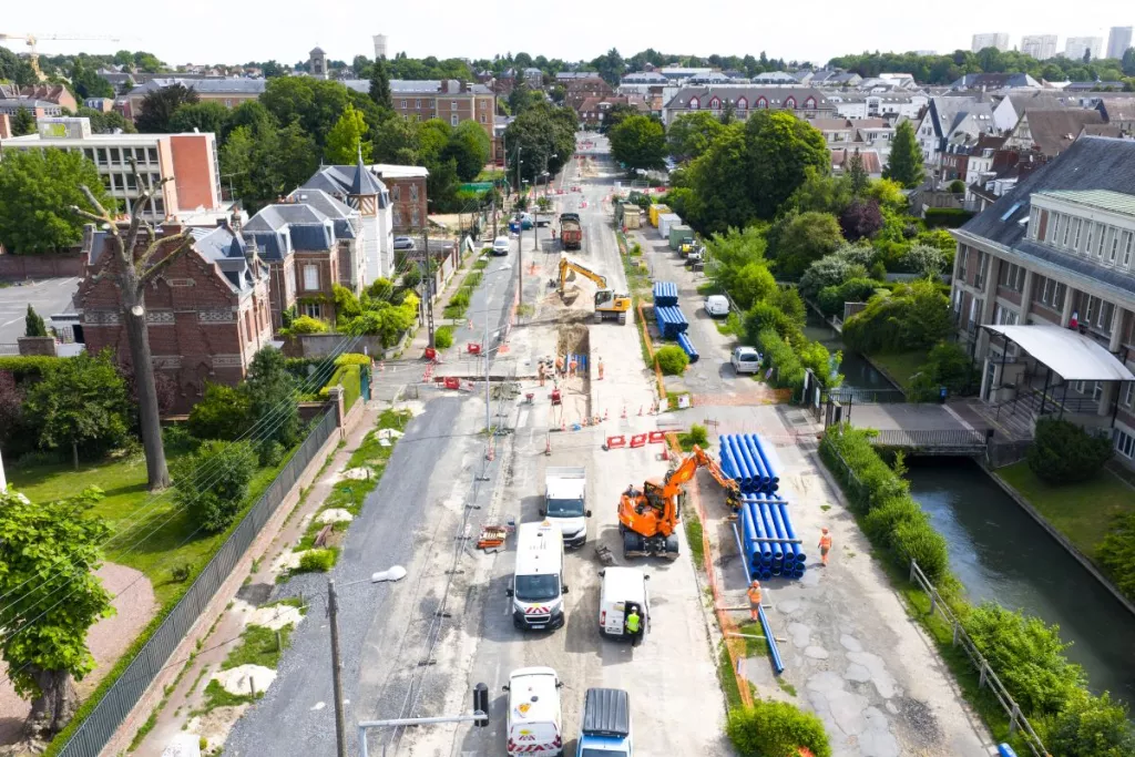 AEP network renovation site on Boulevard Mayot in Inville carried out by Colas