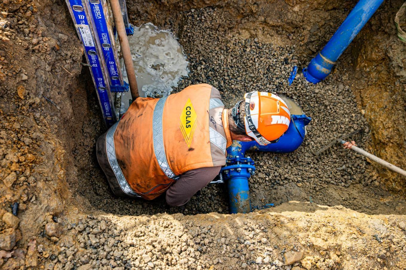 Chantier d'installation de 7 poteaux incendie - Coca-Cola Fleury-Mérogis